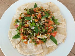 Tabuleh with pita bread at Vida Lotus in Limon Campana Capira