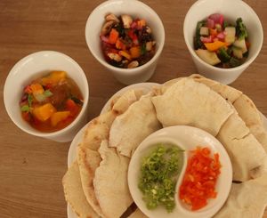 Ceviche Trio with pita bread at Vida Lotus in Limon Campana Capira