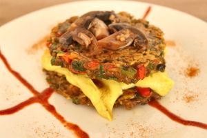 Hash brown potatoes with  mushrooms at Vida Lotus in Limon Campana Capira