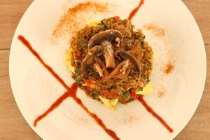 Hash brown potatoes with  mushrooms at Vida Lotus in Limon Campana Capira