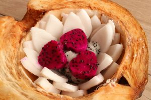Fresh young coconut, dragonfruit at Vida Lotus in Limon Campana Capira