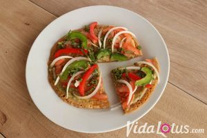 Decidedly healthier and more beautiful than a regular pancake... It's a Pizza-pancake. at Vida Lotus in Limon Campana Capira