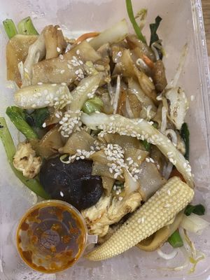 Wok fried flat rice noodles. $15  at An Nhien Vegetarian Cuisine in Cabramatta