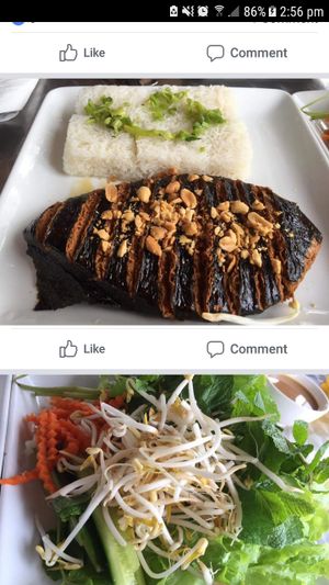 Fried mock fish - you make your own rice paper roll! at An Nhien Vegetarian Cuisine in Cabramatta