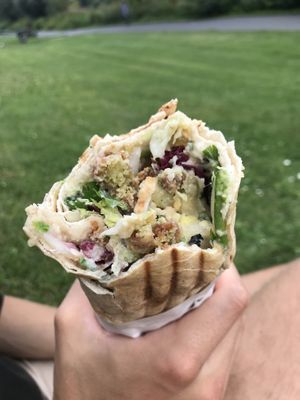 falafel sandwich with eggplant mousse at Yalla Yalla Falafel in Bremen