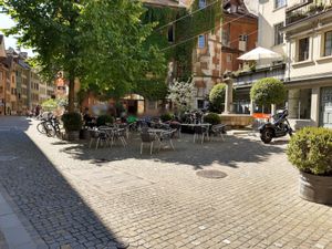 Outdoor seating at St Gervais in Biel