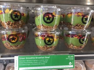 vegan green smoothie breakfast bowl  at Pret A Manger - Great Eastern St in London