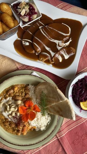 vegan deer & sweet potato dorma at Stiftskeller in St Florian