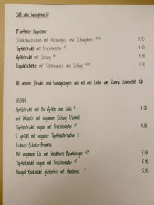 Menu October 2021  at Stiftskeller in St Florian