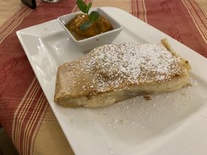 Topfenstrudel vegan  at Stiftskeller in St Florian