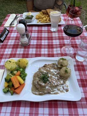 Mushroom-roast with dumplings, potatoes and veggies   at Stiftskeller in St Florian