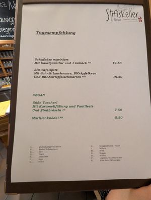 Tagesempfehlung at Stiftskeller in St Florian