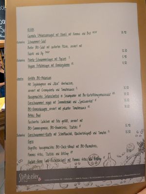 Speisekarte at Stiftskeller in St Florian