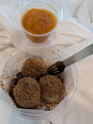 Nougatknödel mit Marillenmarmelade at Stiftskeller in St Florian