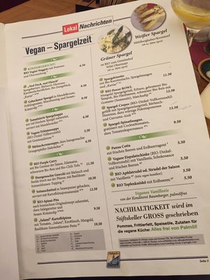 Huge Vegan menue at Stiftskeller in St Florian
