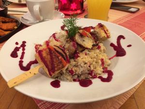 Risotto with tofu skewers at Stiftskeller in St Florian