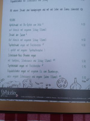 Vegane Nachspeisen at Stiftskeller in St Florian