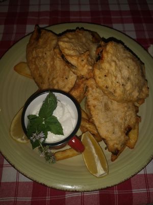 Fish and Chips vegan at Stiftskeller in St Florian