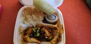 Veggie plate at Bahn's Cuisine in Durham