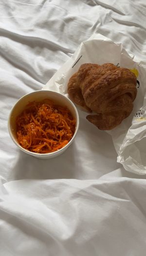 carrot salad & croissant  at Maison Landemaine - Oberkampf in Paris