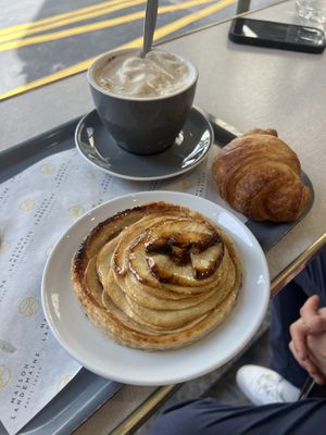 Vegan apple tart, vegan croissant, soy latte   at Maison Landemaine - Oberkampf in Paris