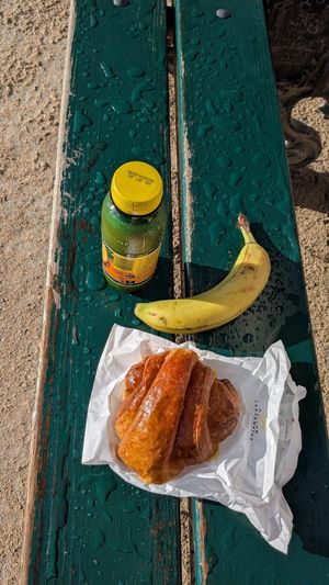 Juice and banana bought at the supermarket at Maison Landemaine - Beaumarchais in Paris