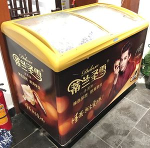 Freezer full of different kinds of additive filled ice cream at Su Yi Ge in Guilin