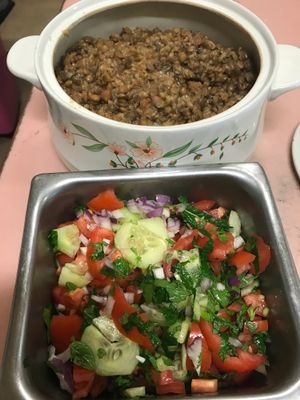 lentil and crushed wheat casserole .. great for vego !!    called majadra at Nabiha's Kitchen in Wagga Wagga