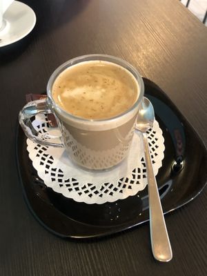 Barley coffee with oat milk  at Vegana By Tentúgal in Porto