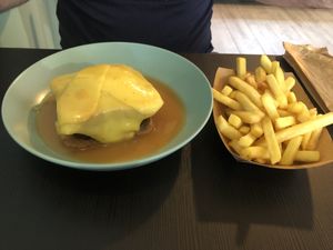 Francesinha with chips  at Vegana By Tentúgal in Porto