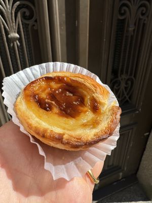 Vegan pastel de nata from the counter  at Vegana By Tentúgal in Porto