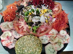 Quinua Burguer with Salad at Vegana By Tentúgal in Porto