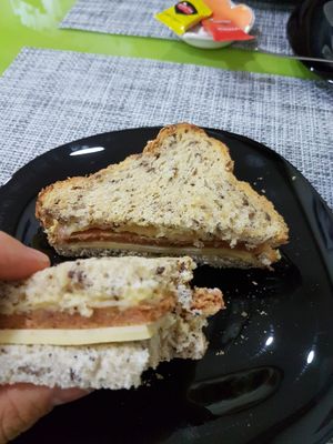 Toasted ham and cheese sandwich at Vegana By Tentúgal in Porto