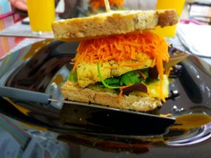 Olive Tofu sandwich at Vegana By Tentúgal in Porto