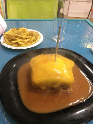 Vegan francesinha with fries at Vegana By Tentúgal in Porto