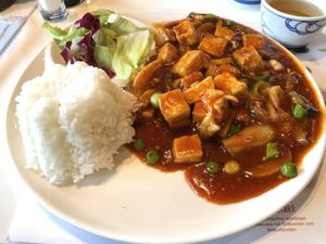 Tofu dish with mushrooms  at Akakiko in Linz