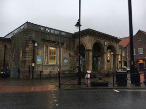 outside - train station. Restaurant at the right  at Kamthai Thai in Whitby