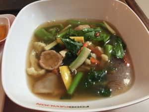 Five noodle with potato soup for 40 baht... or at least that's what I asked for. I couldn't see any potato in there. Still good though. at Jay Health in Chiang Mai