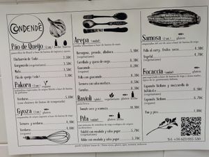 Menu at Condende in Sevilla