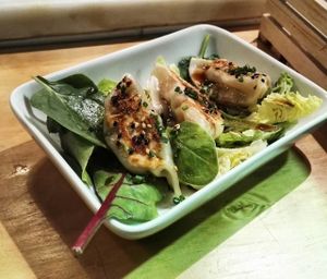 Vegetable gyozas at Condende in Sevilla