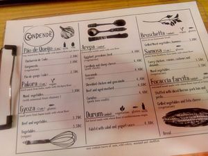 Menu at Condende in Sevilla