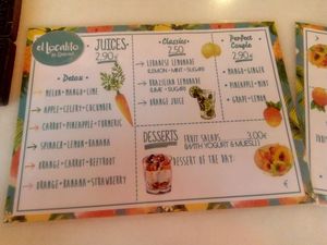 Juice menu at Condende in Sevilla