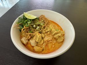 Famous Khao Soi  at Tien Sieng Vegetarian Foods in Chiang Mai