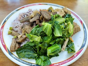 Rice + 3 toppings (45 THB)  at Tien Sieng Vegetarian Foods in Chiang Mai