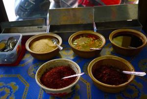 seasonings at Tien Sieng Vegetarian Foods in Chiang Mai