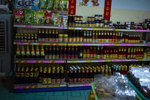 sauces for sell at Tien Sieng Vegetarian Foods in Chiang Mai