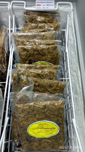 Mushroom mock meat at Tien Sieng Vegetarian Foods in Chiang Mai