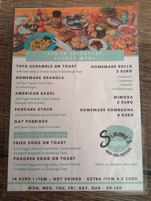 Menu at Simone's Kitchen in Antwerpen