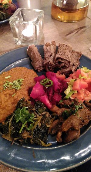Ethiopian main dish at Simone's Kitchen in Antwerpen