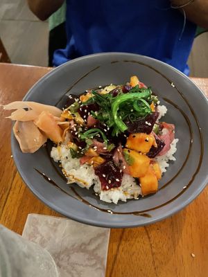 Beet Poke Bowl  at Ohana in Jaco